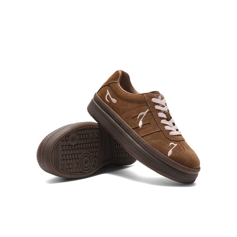 百丽音符刺绣德训鞋女2025秋新商场同款厚底增高休闲板鞋E7T1DCM5