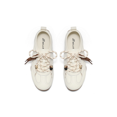 百丽时尚跑道德训鞋女2025秋新串珠挂饰舒适薄底休闲鞋B2867CM5