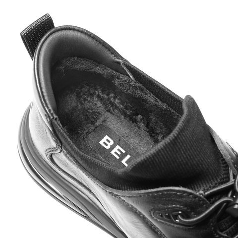 百丽高帮休闲皮鞋男2025新冬商场同款牛皮厚底商务运动鞋8VX01DM5