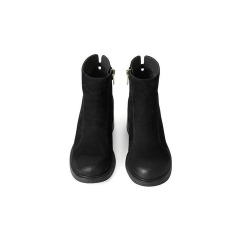 百丽复古擦色时装靴女2025冬新商场同款真皮优雅高跟短靴E4X1DDD5