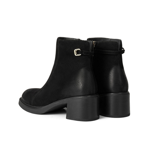 百丽复古擦色时装靴女2025冬新商场同款真皮优雅高跟短靴E4X1DDD5