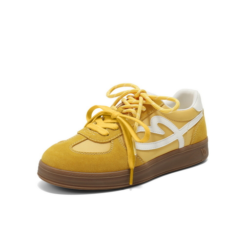 百丽时尚撞色爱心德训鞋女2025秋新内增高运动休闲鞋B2873CM5