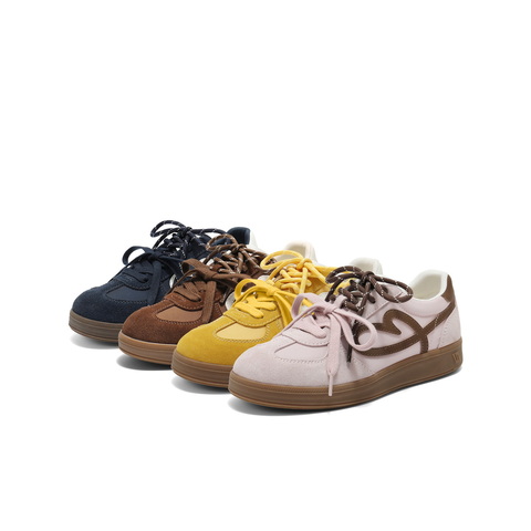 百丽时尚撞色爱心德训鞋女2025秋新内增高运动休闲鞋B2873CM5