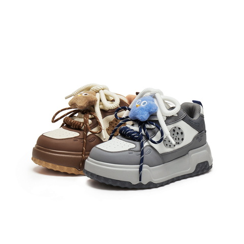 百丽潮酷板鞋女2025秋新商场同款厚底增高绒绒饰扣休闲鞋E7D1DCM5