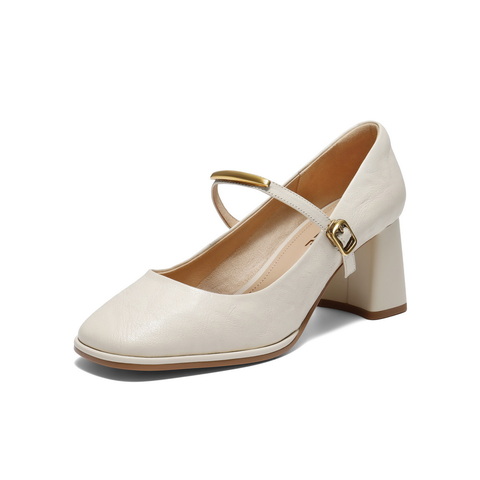 百丽复古时装玛丽珍鞋女2025秋新真皮粗跟增高单鞋B2806CQ5