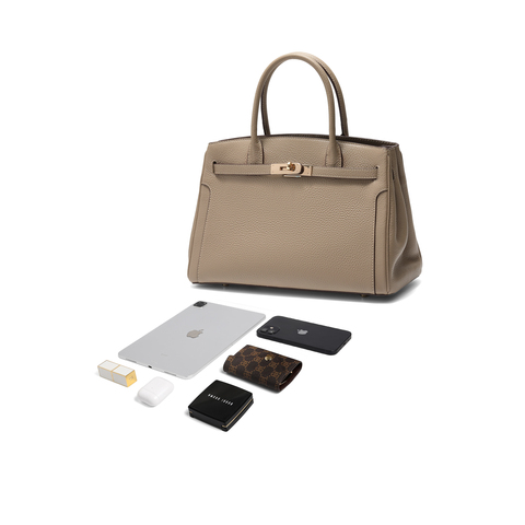 百丽包女2025新款鎏金岁月铂金包单肩斜挎真皮手提包大号X7385DX5