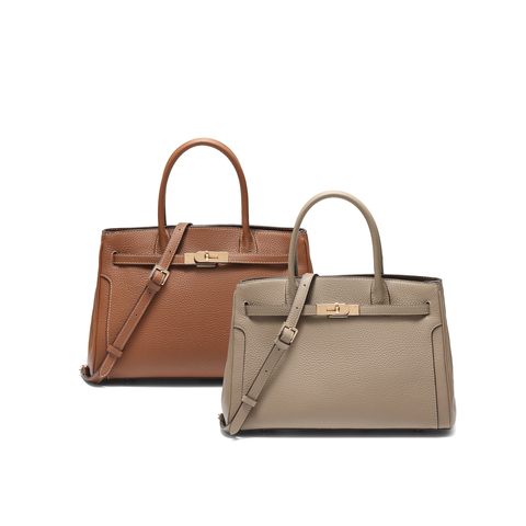 百丽包女2025新款鎏金岁月铂金包单肩斜挎真皮手提包大号X7385DX5