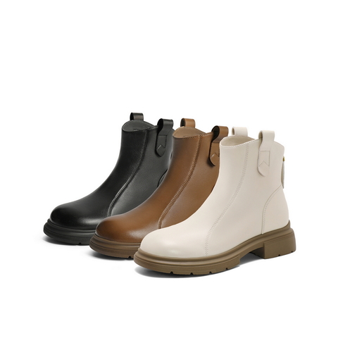 百丽舒适休闲靴女2025冬新商场同款真皮复古靴B7E1DDD5