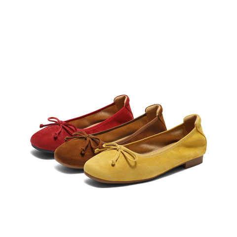 百丽绒面平跟单鞋女2025秋新商场同款真皮软底可翻折便鞋E1E1DCQ5