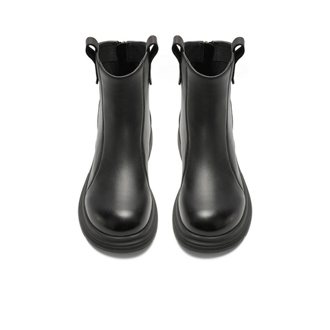 百丽舒适休闲靴女2025冬新商场同款真皮复古靴B7E1DDD5