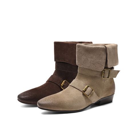 百丽复古擦色时装靴女2025冬新商场同款柔软时尚西部靴BFB62DS5