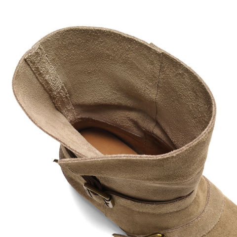 百丽复古擦色时装靴女2025冬新商场同款柔软时尚西部靴BFB62DS5