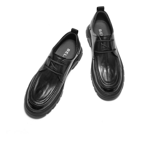 百丽酷雅商务鞋男2025新款秋季商场同款牛皮褶皱休闲皮鞋8TT01CM5