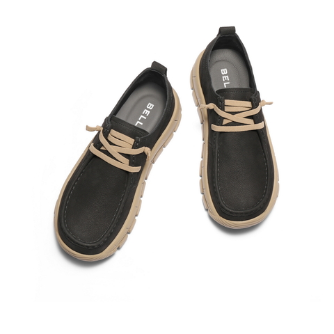 百丽厚底增高休闲鞋男2025新秋商场同款牛皮革户外工装鞋8XN01CM5