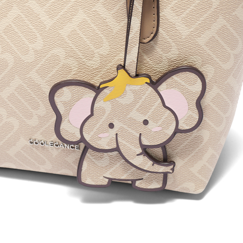 百丽包女25夏商场同款复古老花小飞象斜挎手提小号托特包X7381BX5