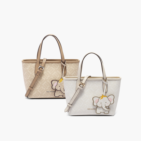 百丽包女25夏商场同款复古老花小飞象斜挎手提小号托特包X7381BX5