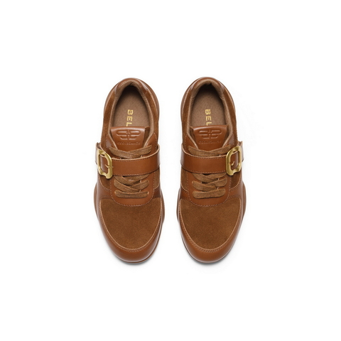 百丽复古方扣阿甘鞋女2025秋新商场同款舒适薄底休闲鞋E3N1DCM5