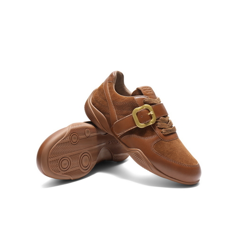 百丽复古方扣阿甘鞋女2025秋新商场同款舒适薄底休闲鞋E3N1DCM5