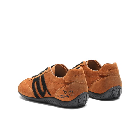 百丽复古跑道德训鞋女2025秋新真皮舒适薄底运动休闲鞋B2894CM5