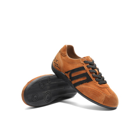 百丽复古跑道德训鞋女2025秋新真皮舒适薄底运动休闲鞋B2894CM5