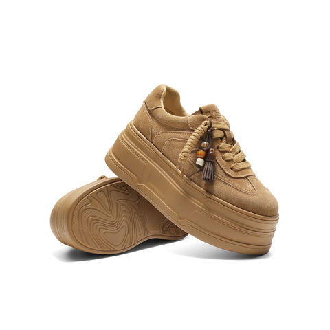 百丽时尚串珠挂饰小白鞋女2025秋新厚底增高百搭休闲板鞋B2905CM5