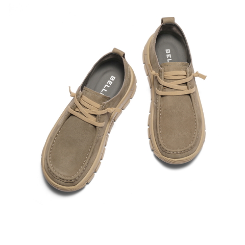 百丽厚底增高休闲鞋男2025新秋商场同款牛皮革户外工装鞋8XN01CM5