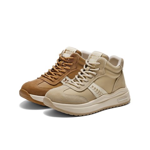 百丽拼接高帮鞋休闲鞋女2025冬新商场同款加绒厚底休闲鞋E5V1DDD5