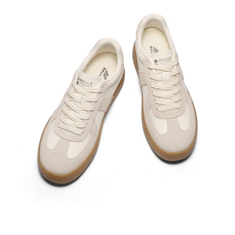 百丽潮搭休闲小白鞋男鞋2025冬新复古运动德训鞋撞色板鞋A2223DM5