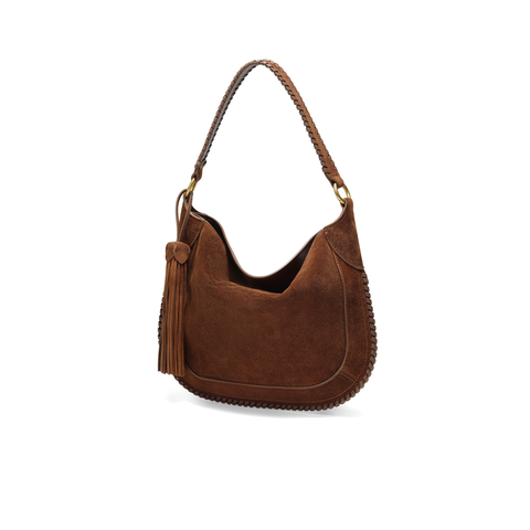 百丽包女25冬商场同款波嬉风牛绒磨砂流苏斜挎腋下包小号F3035DX5