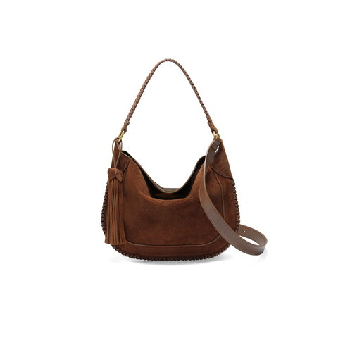 百丽包女25冬商场同款波嬉风牛绒磨砂流苏斜挎腋下包小号F3035DX5