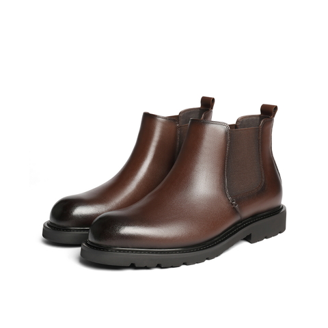 百丽户外潮搭休闲靴男2025新款冬季牛皮短靴切尔西靴A2179DD5