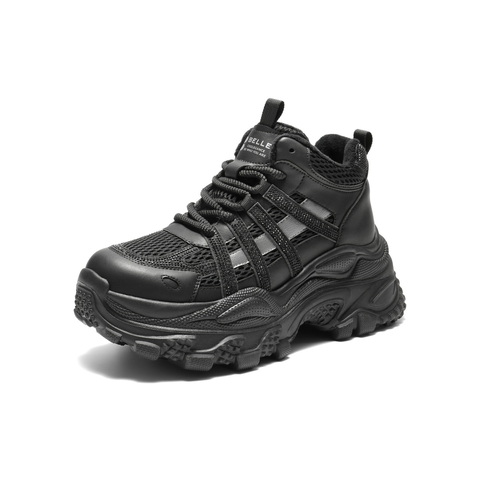 百丽潮酷高帮老爹鞋女2025冬新商场同款厚底加绒休闲鞋E6N1DDD5