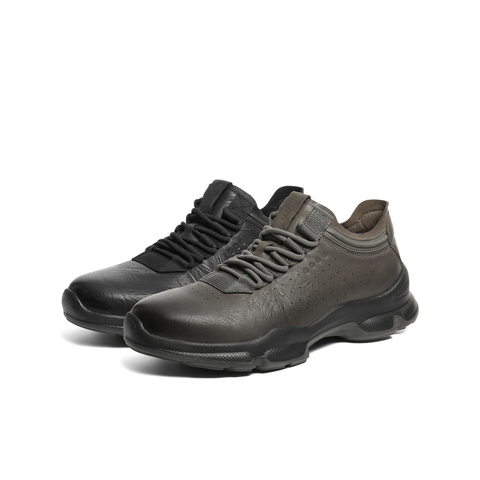 百丽厚底增高健步鞋男2025新款秋抓纹牛皮户外休闲运动鞋A2215CM5