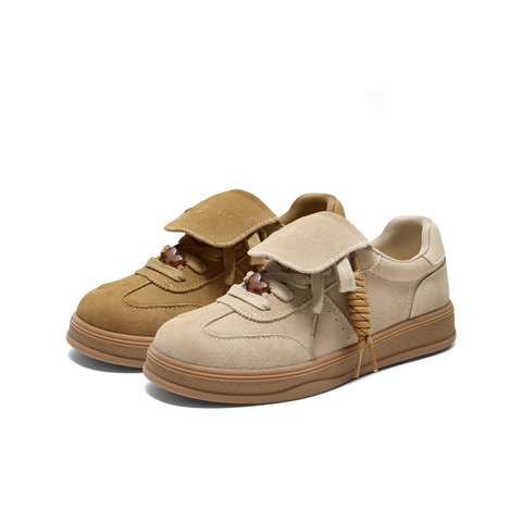 百丽时尚翻盖德训鞋女2025秋新商场同款编织辫子休闲板鞋E7M1DCM5