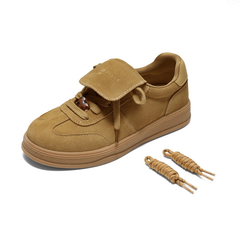 百丽时尚翻盖德训鞋女2025秋新商场同款编织辫子休闲板鞋E7M1DCM5