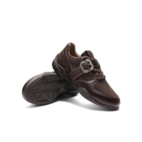 百丽复古方扣阿甘鞋女2025秋新商场同款舒适薄底休闲鞋E3N1DCM5