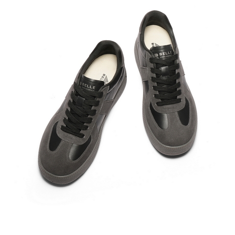 百丽潮搭休闲小白鞋男鞋2025冬新复古运动德训鞋撞色板鞋A2223DM5