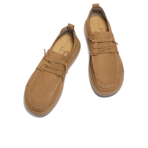 百丽方糖吐司鞋男2025冬季新软底勃肯鞋牛皮革休闲工装鞋A2234CM5