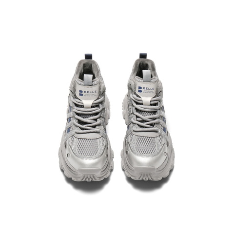 百丽潮酷高帮老爹鞋女2025冬新商场同款厚底加绒休闲鞋E6N1DDD5