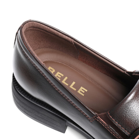 百丽复古蝴蝶结乐福鞋女2025秋新商场同款真皮便士乐福鞋E8L1DCA5