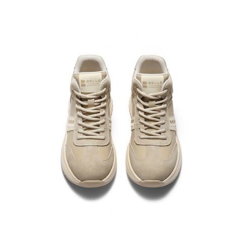 百丽拼接高帮鞋休闲鞋女2025冬新商场同款加绒厚底休闲鞋E5V1DDD5