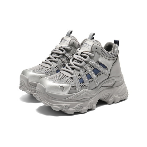 百丽潮酷高帮老爹鞋女2025冬新商场同款厚底加绒休闲鞋E6N1DDD5