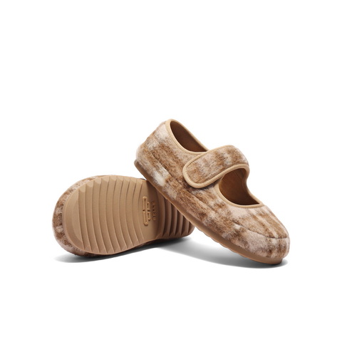 百丽毛毡绒面勃肯鞋女2025秋新平底魔术贴可爱玛丽珍鞋B2700CQ5