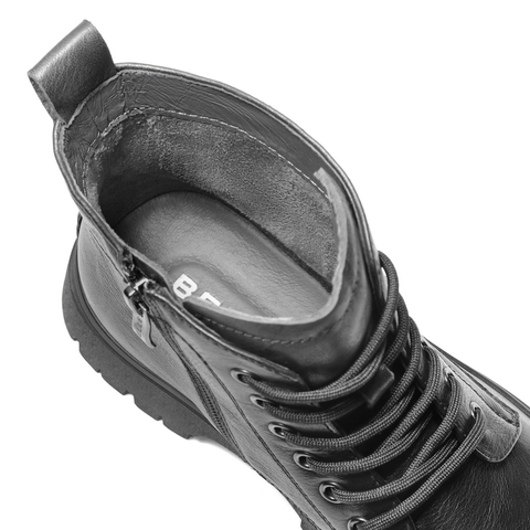 百丽潮搭休闲靴男2025冬新商场同款牛皮革褶皱马丁靴8CQ01DD5