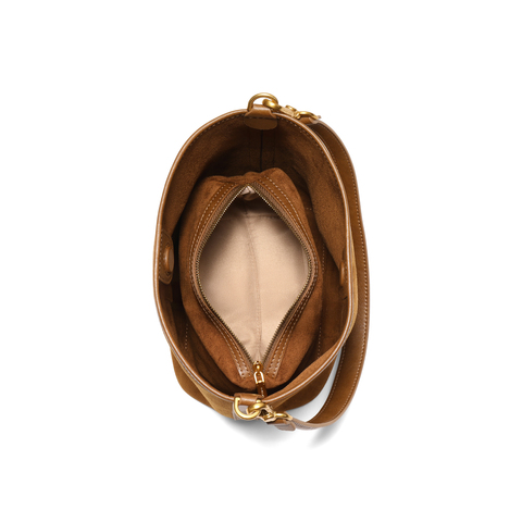 百丽包包女2025新款慵懒牛绒磨砂单肩斜挎水桶包X7377CX5A