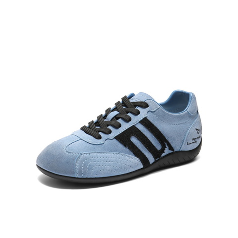 百丽复古跑道德训鞋女2025秋新真皮舒适薄底运动休闲鞋B2894CM5