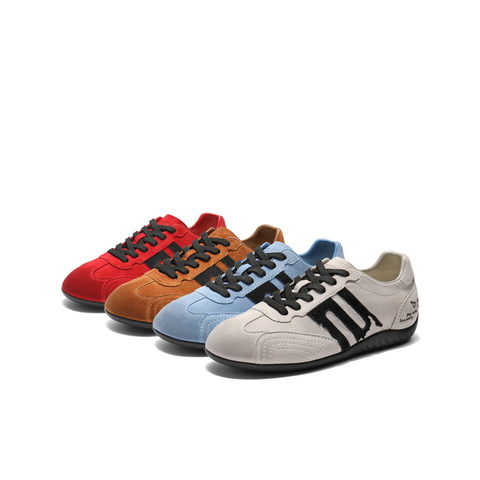 百丽复古跑道德训鞋女2025秋新真皮舒适薄底运动休闲鞋B2894CM5