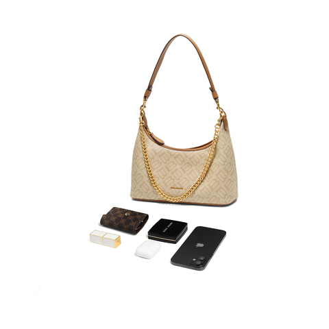 百丽包包女2025秋季新品复古通勤海鸥老花单肩斜挎腋下包X7424CX5