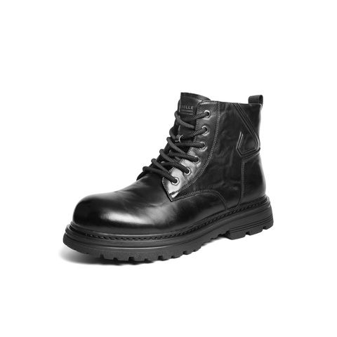 百丽时尚潮搭休闲马丁靴男2025新款冬季商场款牛皮革短靴8XY01DD5