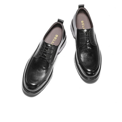 百丽通勤上班皮鞋男2025新秋商场款牛皮革休闲商务鞋加绒8TS01CM5